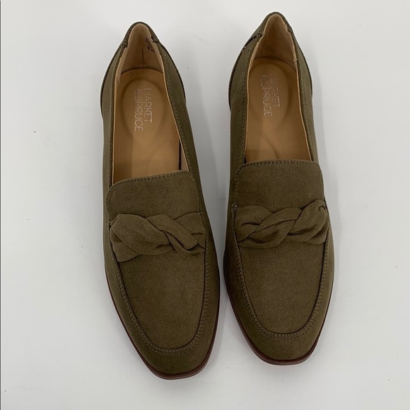 Market & Spruce Abrina loafer shoe flat olive green twist braid slip-on new 7.5 - Picture 4 of 6